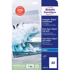 Fotopapier Inkjet Premium A4 250g weiß high-glossy Zweckform 2556-20 (PACK=20 BLATT) Produktbild