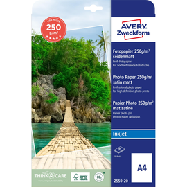 Fotopapier Inkjet Premium A4 250g weiß seidenmatt Zweckform 2559-20 (PACK=20 BLATT) Produktbild