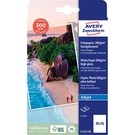 Fotopapier Inkjet Premium 10x15cm 300g weiß high-glossy Zweckform C2553-40 (PACK=20 BLATT) Produktbild