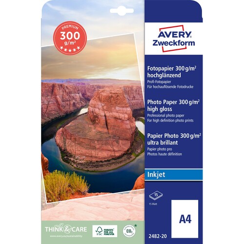 Fotopapier Inkjet Premium A4 300g weiß high-glossy Zweckform 2482-20 (PACK=20 BLATT) Produktbild