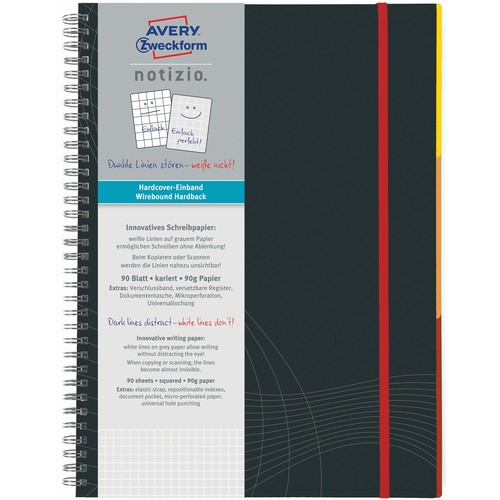 Spiralnotizbuch NOTIZIO PREMIUM A4 kariert 90Blatt dunkelgrau Hardcover Zweckform 7025 Produktbild Additional View 1 L