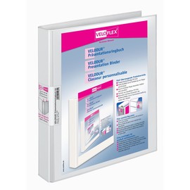 Präsentationsringbuch Velodur mit Sichttaschen A4 Überbreite 2Ringe Ringe-Ø25mm weiß PP Veloflex 1143190 Produktbild