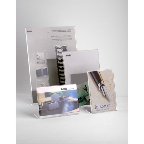 Tischaufsteller L A4 hoch 211x92x293mm Acryl Helit H2354302 Produktbild Additional View 1 L