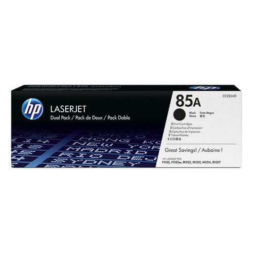 Toner Doppelpack 85A für Laserjet Pro P1102/P1102W 2x1600Seiten HP CE285AD (PACK=2 STÜCK) Produktbild Front View L