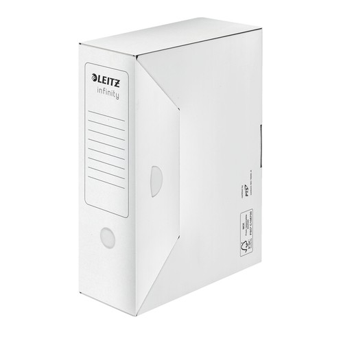 Archivbox Infinity 330x100x255mm Rückenbreite 100mm weiß Leitz 6089-00-00 Produktbild Front View L