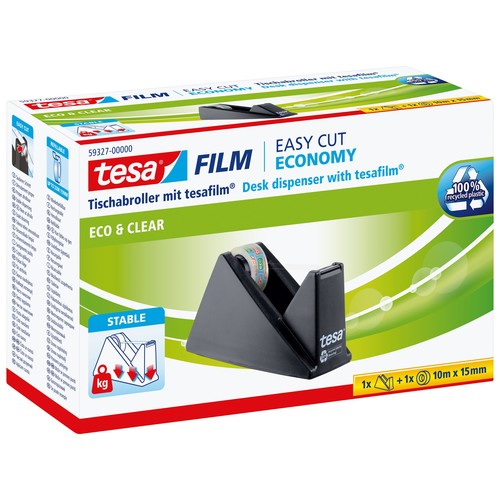 Tischabroller Easy Cut + 1Rolle EcoClear füllbar bis 19mm x 33m schwarz Tesa 59327-00000 Produktbild Additional View 1 L