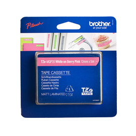 Schriftband laminiert 12mm/5m weiß auf matt pink Brother TZe-MQP35 (ST=5 METER) Produktbild