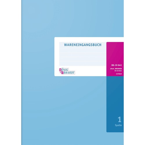 Waren + Rechnungseingangsbuch A4 40Blatt Karton hellblau Schema über 1 Seite König & Ebhardt 86-10641 Produktbild