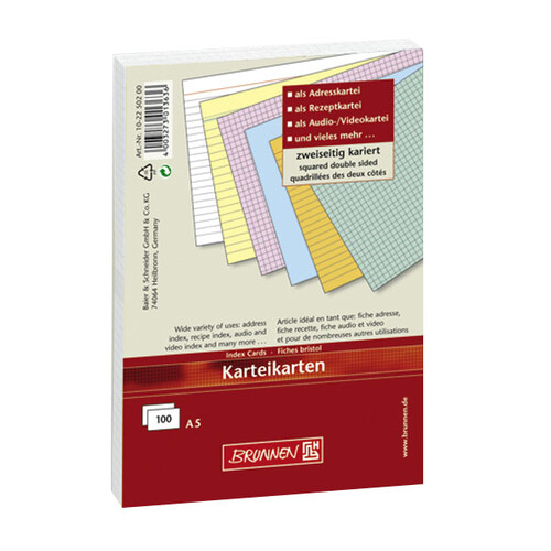 Karteikarten A7 kariert blau Brunnen 10-2270230 (PACK=100 STÜCK) Produktbild Additional View 1 L