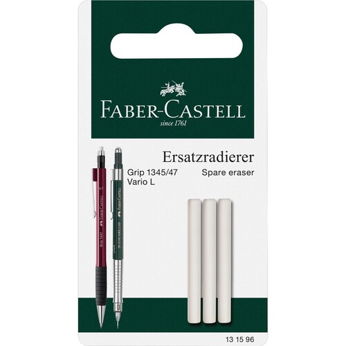 Ersatz-Radiergummi für Druckbleistift GRIP 1345/47, EXECUTIVE, VARIO L Faber Castell 131596 (PACK=3 STÜCK) Produktbild Front View L