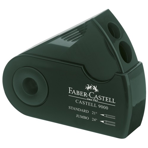Doppelspitzer SLEEVE mit Behälter + Schutzhülle grün Faber Castell 582800 Produktbild Front View L