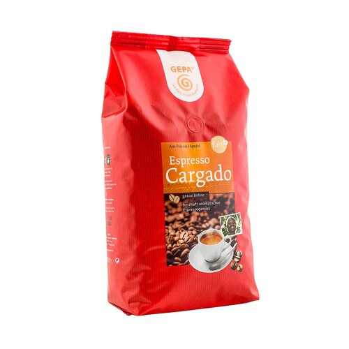 Kaffee Cargado Espresso ganze Bohnen GEPA 891091101 (PACK=1 KILOGRAMM) Produktbild Front View L