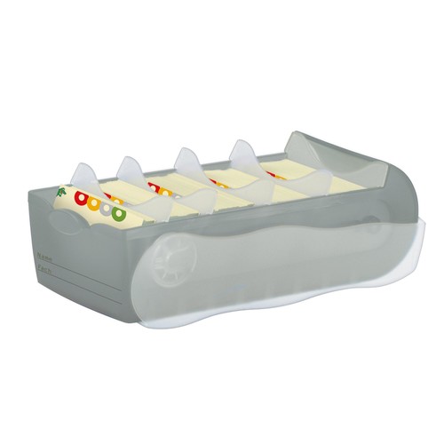 Karteibox Croco inkl. 5 Stützplatten und 100 Karten A7 121x246x85mm für 900Karten grau Kunststoff HAN 997-693 Produktbild Additional View 2 L