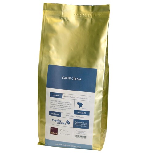 Kaffee Crema Papier Liebl ganze Bohnen Rehorik 1-XL-0108 (PACK=1 KILOGRAMM) Produktbild Front View L