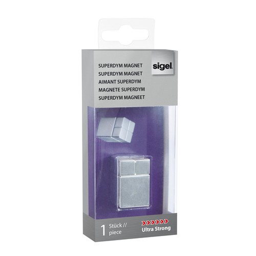 SuperDym-Magnet-Würfel C30 artverum Cube-Design 20x30x20mm silber vernickelt ultra stark Sigel GL197 Produktbild