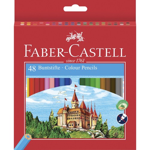 Farbstifte CASTLE sechskant Kartonetui sortiert mit Spitzer Faber Castell 12014 (PACK=48 STÜCK) Produktbild