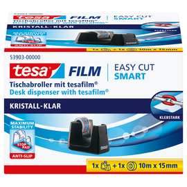 Tischabroller Smart + 1Rolle Tesafilm füllbar bis 19mm x 33m schwarz Tesa 53903-00000-00 Produktbild