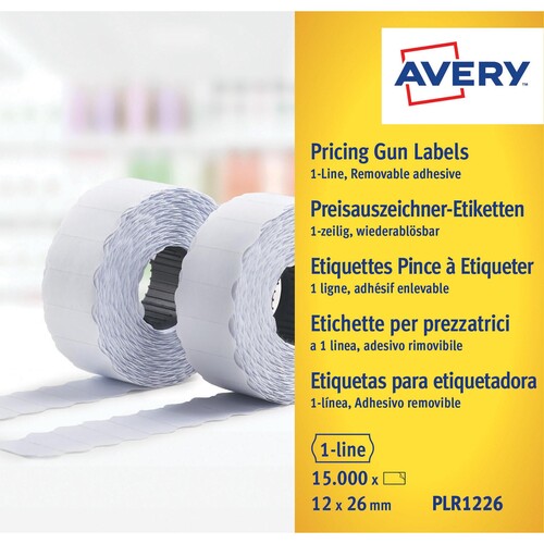 Auszeichnungsetiketten ablösbar 26x12mm 1-zeilig weiß Zweckform PLR 1226 (PACK = 10ROLLEN X 1500ETIKETTEN) Produktbild Additional View 1 L