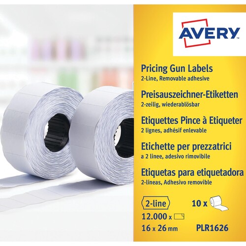 Auszeichnungsetiketten ablösbar 26x16mm 2-zeilig weiß Zweckform PLR 1626 (PACK = 10 ROLLEN Á 1200 ETIKETTEN) Produktbild Additional View 1 L