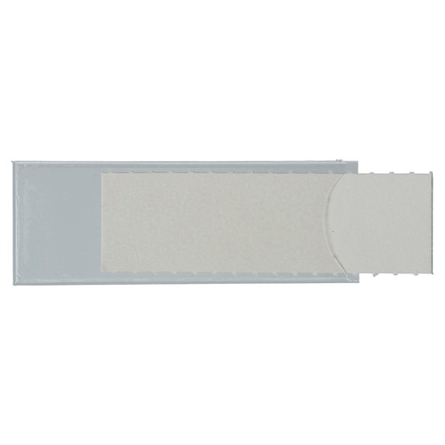 Sichtfenster Uni-Schildchen für Briefkörbe 53x19mm weiß Kunststoff Leitz 6004-00-01 (BTL=50 STÜCK) Produktbild Front View L