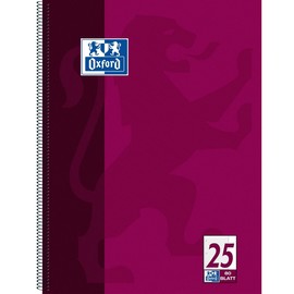 Collegeblock Oxford 4-fach Lochung A4 liniert mit Rand 80Blatt 90g Optik Paper weiß plum 100050355 Produktbild