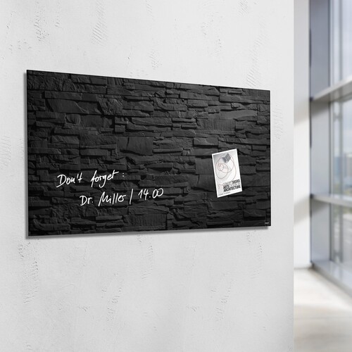 Glas-Magnetboard artverum 910x460x15mm Design Schiefer-Stone inkl. Magnete Sigel GL149 Produktbild Additional View 3 L