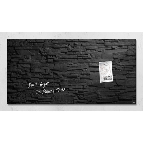 Glas-Magnetboard artverum 910x460x15mm Design Schiefer-Stone inkl. Magnete Sigel GL149 Produktbild