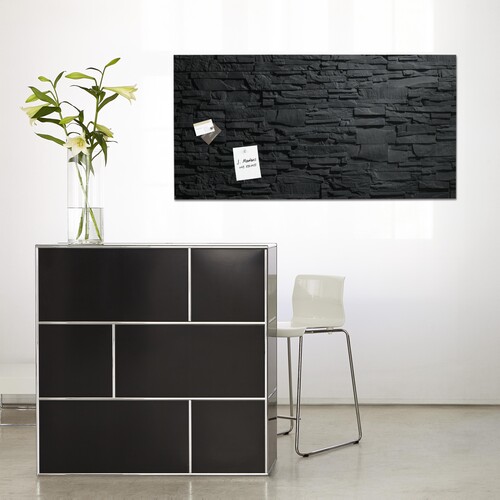 Glas-Magnetboard artverum 910x460x15mm Design Schiefer-Stone inkl. Magnete Sigel GL149 Produktbild Additional View 1 L