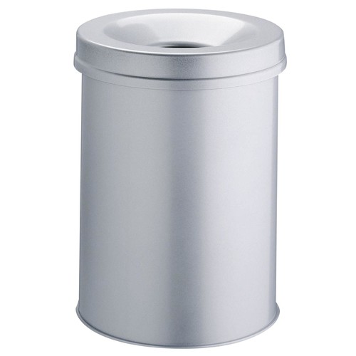 Papierkorb mit Flammenlöschkopf 15l silber Stahl Durable 3305-23 Produktbild Front View L