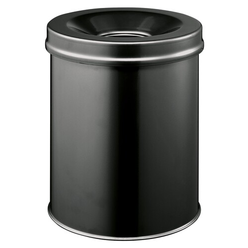 Papierkorb mit Flammenlöschkopf 15l schwarz Stahl Durable 3305-01 Produktbild Front View L