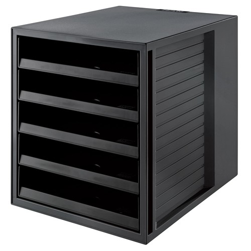 Schubladenbox Öko 5 Schübe offen 275x320x330mm Gehäuse schwarz Schübe schwarz Kunststoff HAN 14018-13 Produktbild