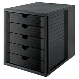 Schubladenbox Öko 5 Schübe 275x320x330mm Gehäuse schwarz Schübe schwarz Kunststoff HAN 14508-13 Produktbild