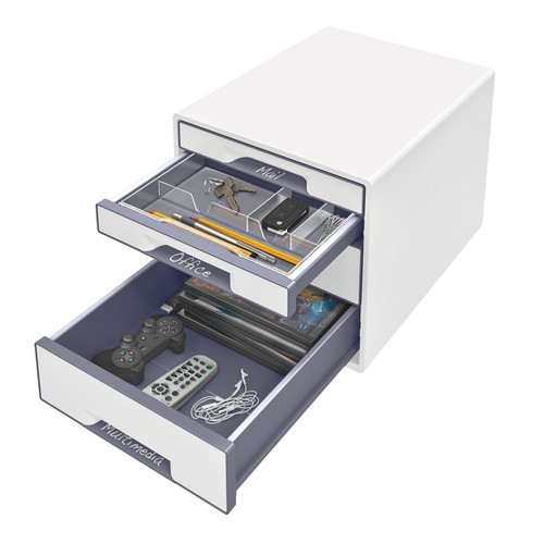 Schubladenboxen WOW Cube 4 Schübe 287x270x363mm perlweiß/grau Kunstoff Leitz 5213-20-01 Produktbild Additional View 1 L