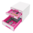 Schubladenboxen WOW Cube 4 Schübe 287x270x363mm perlweiß/pink metallic Kunstoff Leitz 5213-20-23 Produktbild Additional View 1 S