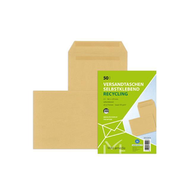 Versandtasche ohne Fenster C5 162x229mm selbstklebend 90g braun Natron Recyclingmaterial (PACK=50 STÜCK) Produktbild