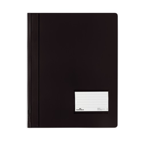 Schnellhefter Duralux transluzent mit Beschriftungsfenster und Innentasche A4 überbreit schwarz Durable 2680-01 Produktbild Front View L