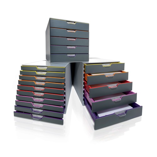 Schubladenbox Varicolor 5 Schübe 292x356x280mm grau Durable 7605-27 Produktbild Additional View 2 L