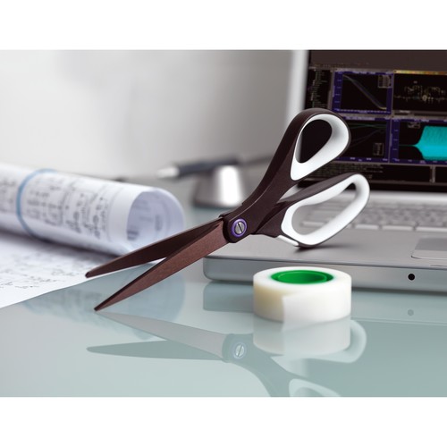 Schere Scotch 20cm Titanium weiß/braun antihaftbeschichtet Kunststoff Soft Griff 3M 1468TMX Produktbild Additional View 1 L
