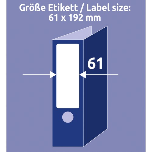 Rückenschilder zum Bedrucken 61x192mm kurz breit auf A4 Bögen recycling weiß selbstklebend Zweckform LR4761-25 (PACK=120 STÜCK) Produktbild Additional View 5 L