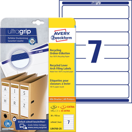Rückenschilder zum Bedrucken 38x192mm kurz schmal auf A4 Bögen reycling weiß selbstklebend Zweckform LR4760-25 (PACK=210 STÜCK) Produktbild