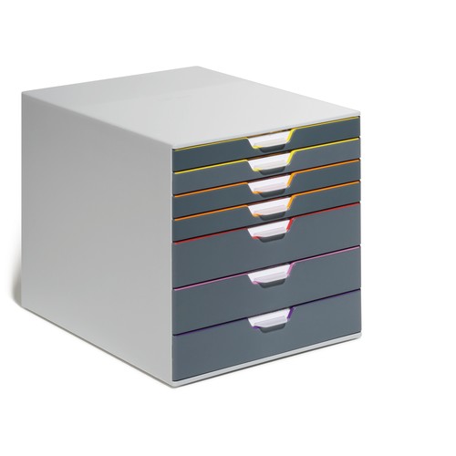 Schubladenbox Varicolor 7 Schübe 292x356x280mm grau Durable 7607-27 Produktbild Additional View 1 L