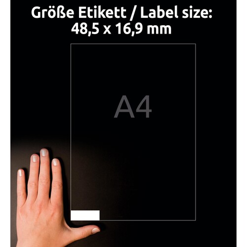 Etiketten Inkjet+Laser+Kopier 48,5x16,9mm auf A4 Bögen weiß Zweckform 3667-200 (PACK=14080 STÜCK) Produktbild Additional View 6 L