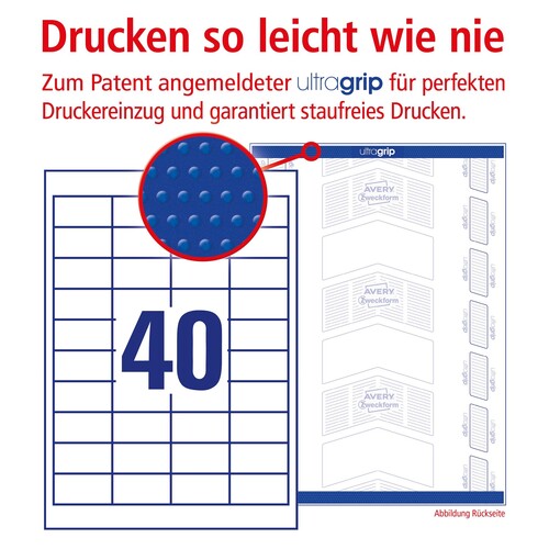 Etiketten Inkjet+Laser+Kopier 48,5x25,4mm auf A4 Bögen weiß Zweckform 3657-200 (PACK=8800 STÜCK) Produktbild Additional View 3 L