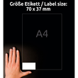 Etiketten Inkjet+Laser+Kopier 70x37mm auf A4 Bögen weiß Zweckform 3474-200 (PACK=5280 STÜCK) Produktbild Additional View 6 S
