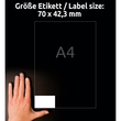 Etiketten Inkjet+Laser+Kopier 70x42,3mm auf A4 Bögen weiß Zweckform 3652-200 (PACK=4620 STÜCK) Produktbild Additional View 5 S