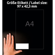 Etiketten Inkjet+Laser+Kopier 97x42,3mm auf A4 Bögen weiß Zweckform 3659-200 (PACK=2640 STÜCK) Produktbild Additional View 6 S