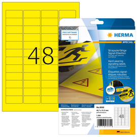 Etiketten Laser+Kopier 45,7x21,2mm auf A4 Bögen gelb wetterfest+ strapzierfähig Herma 8030 (PACK=1200 STÜCK) Produktbild