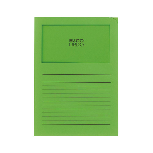 Sichtmappe Ordo 220x310mm Papier intensiv grün mit Sichtfenster Elco 29489.62 Produktbild Front View L
