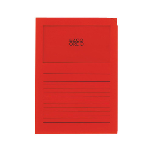 Sichtmappe Ordo 220x310mm Papier intensiv rot mit Sichtfenster Elco 29489.92 Produktbild Front View L