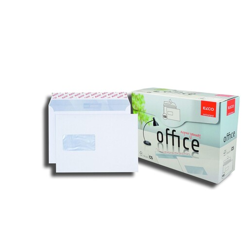 Briefumschlag mit Fenster C5 162x229mm mit Haftklebung 100g weiß ELCO 74537.12 (PACK=100 STÜCK) Produktbild Front View L
